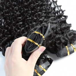 Elesis Virgin hair Deep Curly 7pcs/set 120grams Seamless PU clip in Hairextensions  Virgin Remy Human Hair