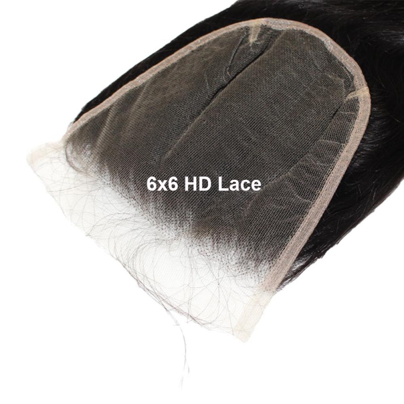 Top grade raw hair 6x6 free part Lace Straight closure