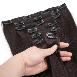 Elesis Virgin hair raw hair color #2 clip in Straight extensions 120grams full 8pcs/set