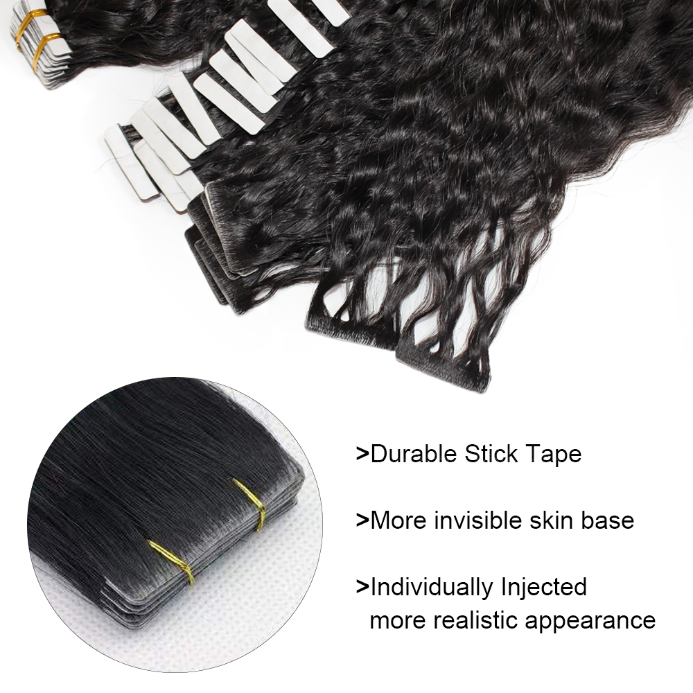 Eelsis Virgin Hair Affordable Virgin Remy Hair Invisible Tape in Seamless hair extensions Natural Color  200grams