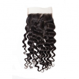 Swiss Lace/Transparent LACE/HD lace Deep Wave Closure 4x4 Free Part with Baby Hair Brazilian Virgin Remy Human Hair Lace