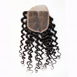 Swiss Lace/Transparent LACE/HD lace Deep Wave Closure 4x4 Free Part with Baby Hair Brazilian Virgin Remy Human Hair Lace