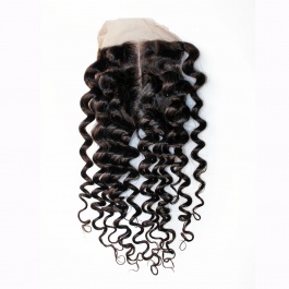 Swiss Lace/Transparent LACE/HD lace Deep Wave Closure 4x4 Free Part with Baby Hair Brazilian Virgin Remy Human Hair Lace