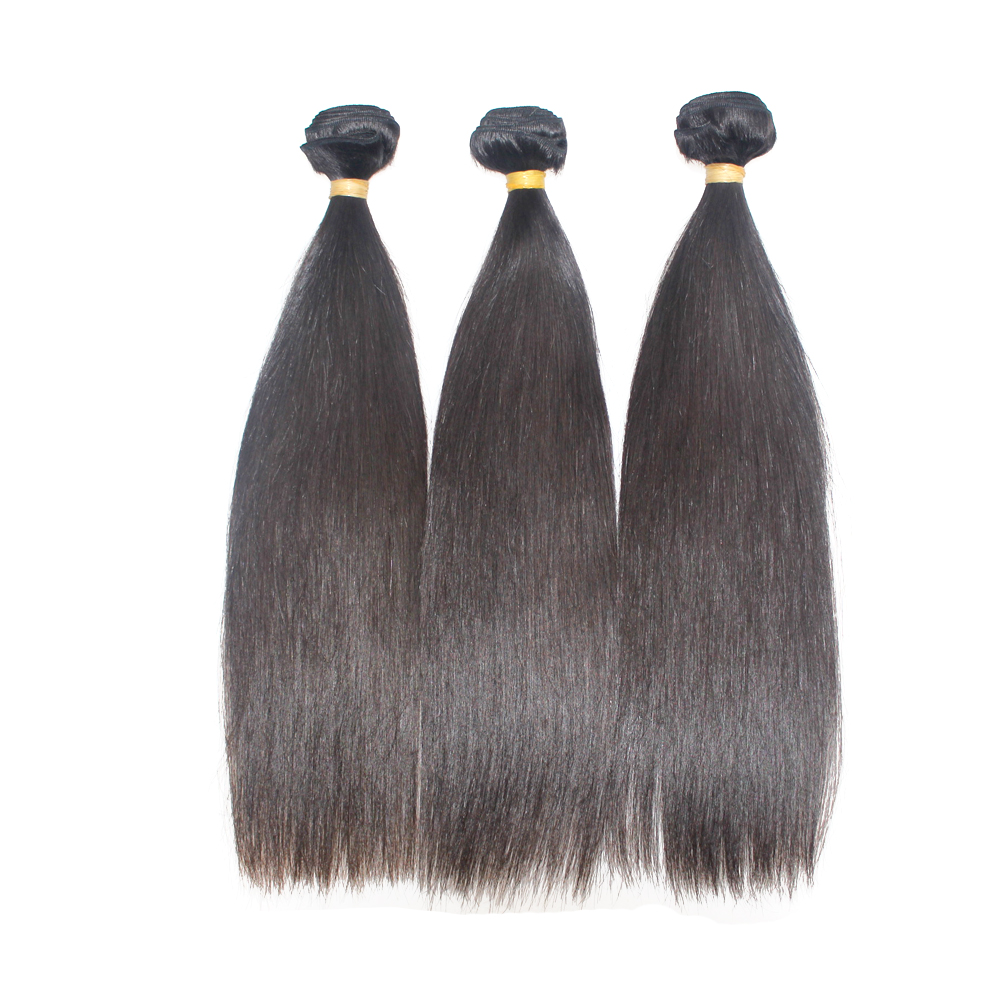 straight human hair extensions 3bundles with closure freepart brazilian ...