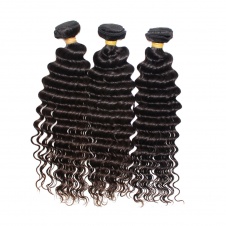 Steam processed deep wave hair extensions Brazilian hair weave 3bundles with lace closure