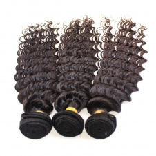 Steam processed deep wave hair extensions Brazilian hair weave 3bundles with lace closure