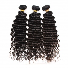 100% Cuticle Aligned Raw Virgin hair Peruvian Human hair tight curl deep curly 3 bundle with 4x4 lace closure