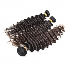 Malaysian Curly Weave Raw Human Hair Bundles 3pcs with 4x4 Lace closure Deep wave hair 