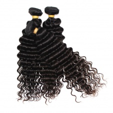 Raw Deep wave Indian hair weft natural color virgin human hair 3bundles with 4x4 Swiss Lace closure