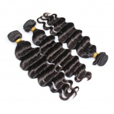 Malaysian loose wave natural black hair 100% Raw Virgin hair weave 3 bundles with 4x4 Swiss Lace closure Dropshipping