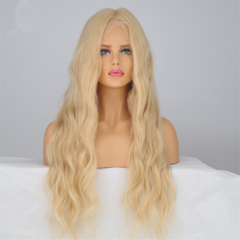 Higher Class Glueless Skin Mono Blonde Wig Natural Wave Hair The White Women Senior Virgin Remy Hair 100% Silk Weaving