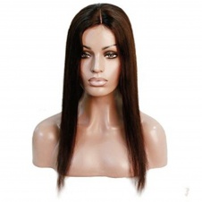 Silky Straight Customized Natural Scalp Mono wigs Glueless Brazilian Remy Virgin Human Hair Wig For Black Women