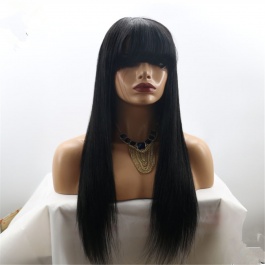 Silk Straight Long&Short Bob Style Full Lace Mono Human Hair Wigs 100% Brazilian Virgin Hair with baby color off black