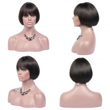 Silk Straight Long&Short Bob Style Full Lace Mono Human Hair Wigs 100% Brazilian Virgin Hair with baby color off black