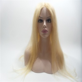 Peruvian Virgin Human Hair Full Lace Mono Wig Layer pressure Straight Blonde Wig Series #613 For Black White Women