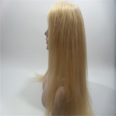 Peruvian Virgin Human Hair Full Lace Mono Wig Layer pressure Straight Blonde Wig Series #613 For Black White Women
