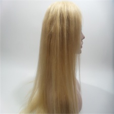 Peruvian Virgin Human Hair Full Lace Mono Wig Layer pressure Straight Blonde Wig Series #613 For Black White Women