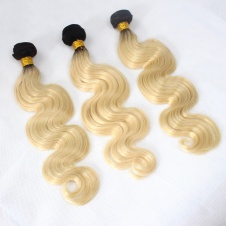 T1B/613 two tone ombre dark roots blonde body wave 100% Remy human hair 3pcs deals