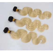 T1B/613 two tone ombre dark roots blonde body wave 100% Remy human hair 3pcs deals