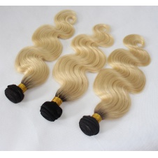 T1B/613 two tone ombre dark roots blonde body wave 100% Remy human hair 3pcs deals