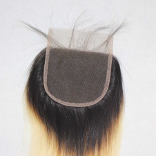 Elesis  Brazilian Darkroot Blonde T1B/613  Straight Human Hair 4x4 Lace Closure