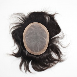 Men's toupee mono net base+ PU edge hair length 6inch