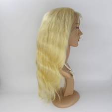 Pre-plucked natural hairline 150% Density Elesis Virgin Hair honey blonde 613 full lace wig body wave texture 