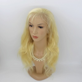 Russian honey blonde body wave frontal lace wig preplucked hairline