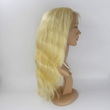 Russian honey blonde body wave frontal lace wig preplucked hairline