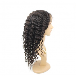 Brazilian Deep Wave Full Lace Wigs 150% Density Virgin Human Hair Pre Plucked Deep Curly Wigs with Baby Hair