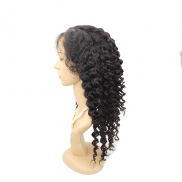 Brazilian Deep Wave Full Lace Wigs 150% Density Virgin Human Hair Pre Plucked Deep Curly Wigs with Baby Hair