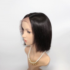 Bob wig Straight natural color double drawn hair lace frontal wig-Bob1