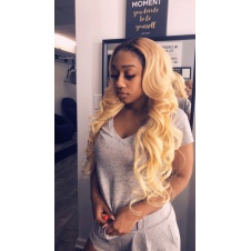 Elesis Virgin Hair darkroot blonde Virgin Hair 1B/613 body wave hair extensions 3pcs 