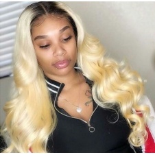 Elesis Virgin Hair darkroot blonde Virgin Hair 1B/613 body wave hair extensions 3pcs 