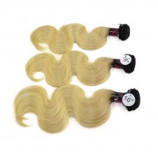 Elesis Virgin Hair darkroot blonde Virgin Hair 1B/613 body wave hair extensions 3pcs 