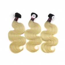 Elesis Virgin Hair darkroot blonde Virgin Hair 1B/613 body wave hair extensions 3pcs 