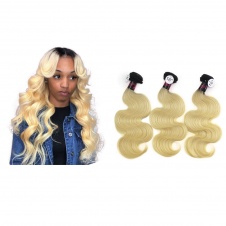 Elesis Virgin Hair darkroot blonde Virgin Hair 1B/613 body wave hair extensions 3pcs 