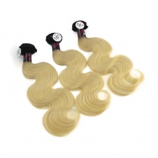 Elesis Virgin Hair darkroot blonde Virgin Hair 1B/613 body wave hair extensions 3pcs 