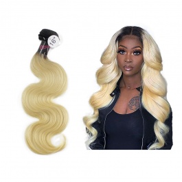 Elesis Virgin Hair darkroot blonde Virgin Hair 1B/613 body wave hair extensions 1pcs 10"~24"