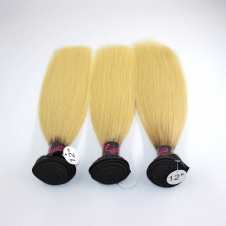 Elesis virgin hair darktoot blonde virgin hair 1b/613 straight hair extensions 3pcs