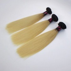 Elesis virgin hair darktoot blonde virgin hair 1b/613 straight hair extensions 3pcs