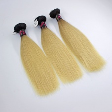 Elesis virgin hair darktoot blonde virgin hair 1b/613 straight hair extensions 3pcs