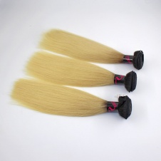 Elesis virgin hair darktoot blonde virgin hair 1b/613 straight hair extensions 3pcs