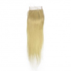 Blonde #613 4x4 Free Part Lace Closure Silky Straight Human Hair Swiss Lace Closure with Baby Hair