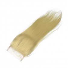 Blonde #613 4x4 Free Part Lace Closure Silky Straight Human Hair Swiss Lace Closure with Baby Hair