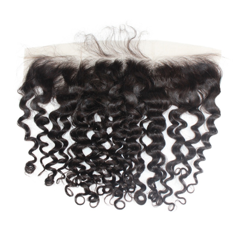 13X4 Water Wave Ear To Ear Brazilian Swiss Lace Frontal with Baby Hair  Transparent Lace/HD frontal Bleached Knots Human