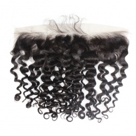 13X4 Water Wave Ear To Ear Brazilian Swiss Lace Frontal with Baby Hair  Transparent Lace/HD frontal Bleached Knots Human