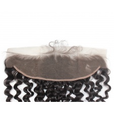13X4 Water Wave Ear To Ear Brazilian Swiss Lace Frontal with Baby Hair  Transparent Lace/HD frontal Bleached Knots Human