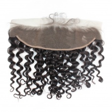 13X4 Water Wave Ear To Ear Brazilian Swiss Lace Frontal with Baby Hair  Transparent Lace/HD frontal Bleached Knots Human