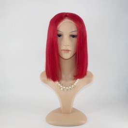 Fashion Short Cut Bob wig red color double drawn lace frontal wig 100% human hair